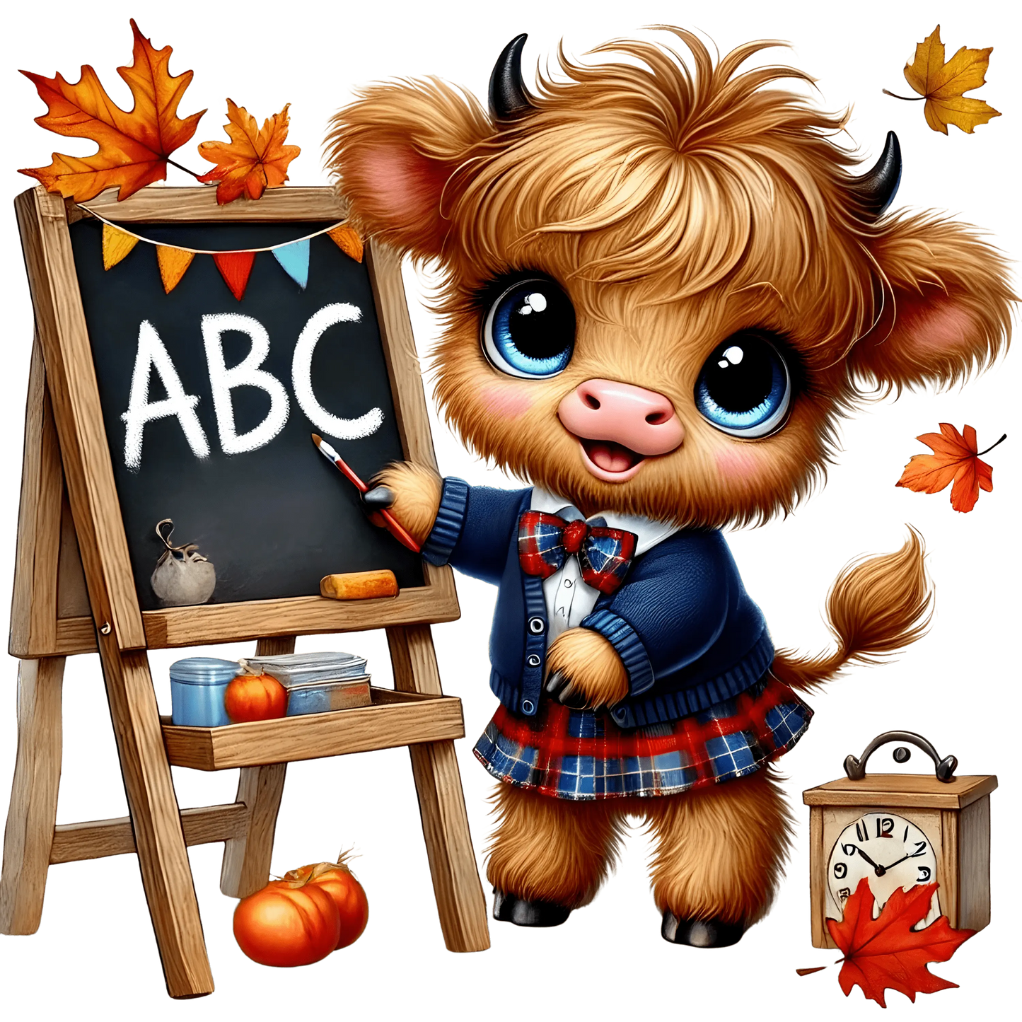 Bügelbild Highland Kuh geht zur Schule #21 Fylou's Style