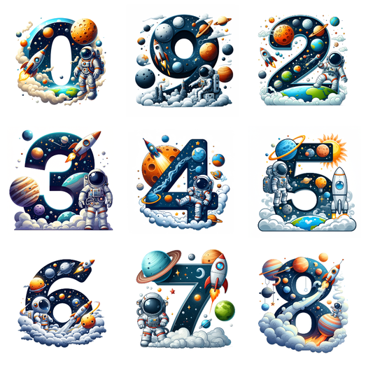 Bügelbild Weltraum Zahlen Fylou's Style
