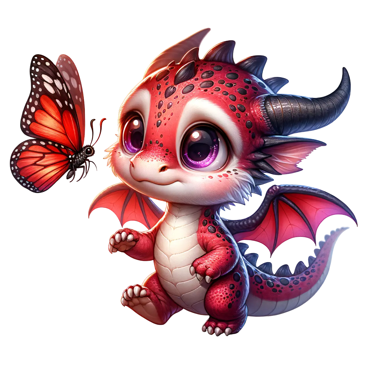 Bügelbild Drache mit Schmetterling #4 Fylou's Style