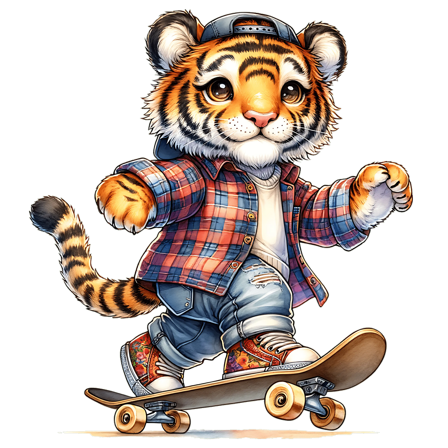 Bügelbild Skateboarder Tiger #2 Fylou's Style
