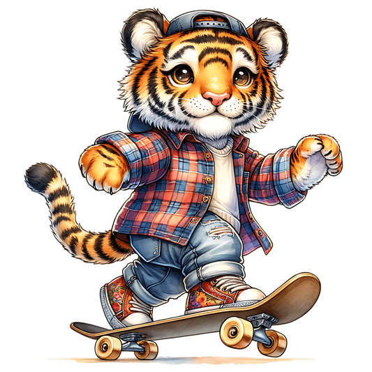 Bügelbild Skateboarder  Tiger #2 Fylou's Style