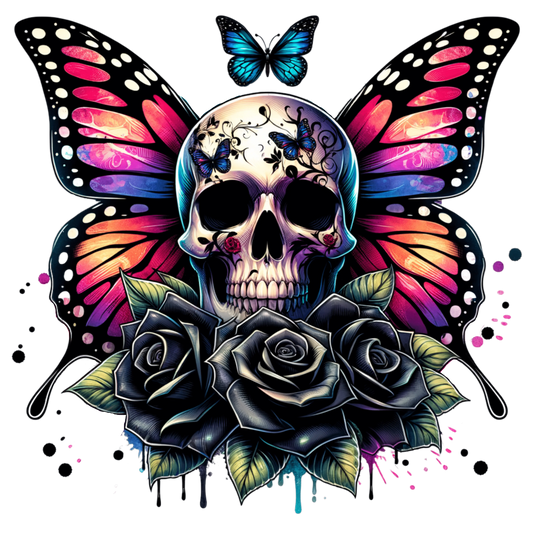 Bügelbild Gothic Butterfly Skulls #7 Fylou's Style