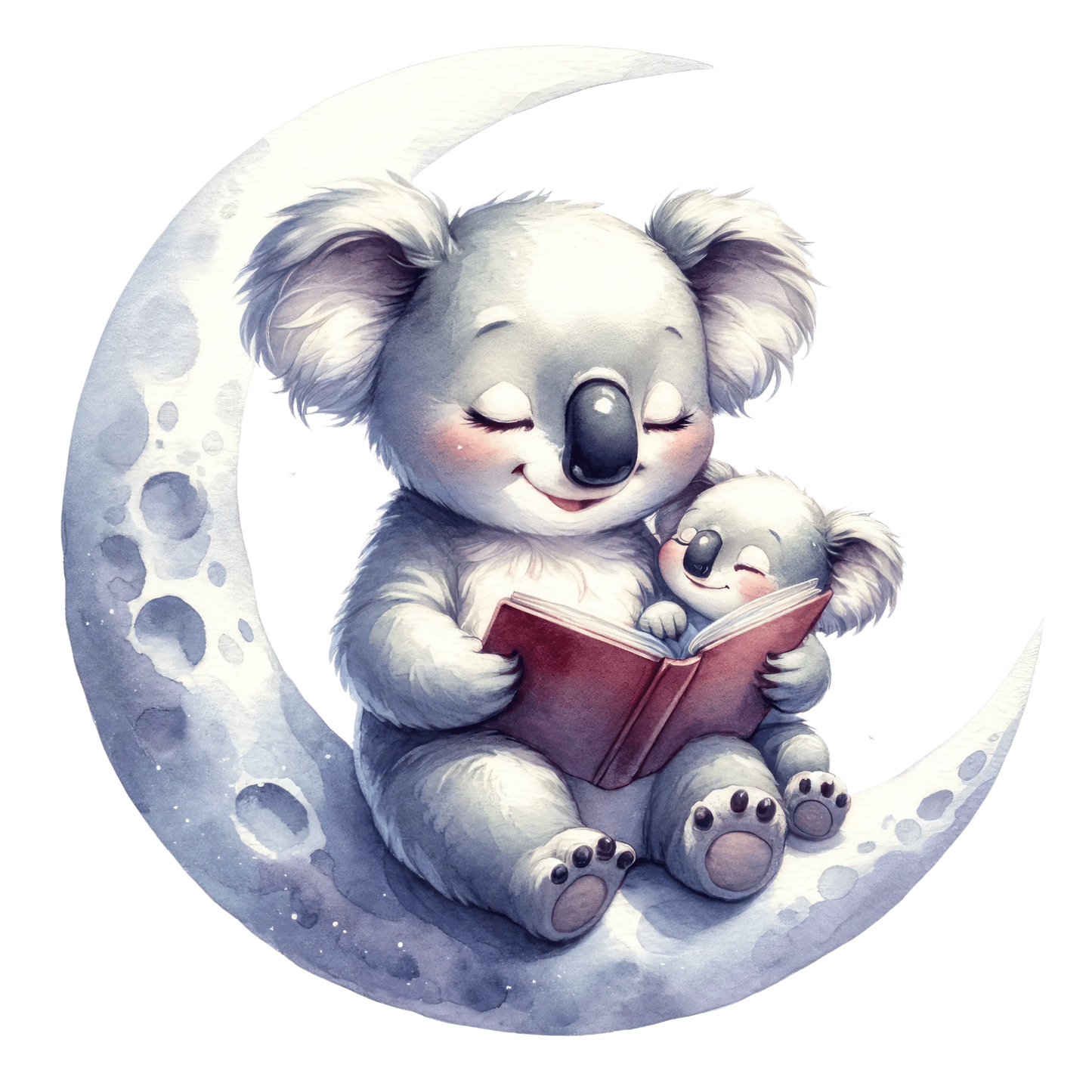 Bügelbild Mama und Baby Koala liest auf dem Mond - Fylou's Style