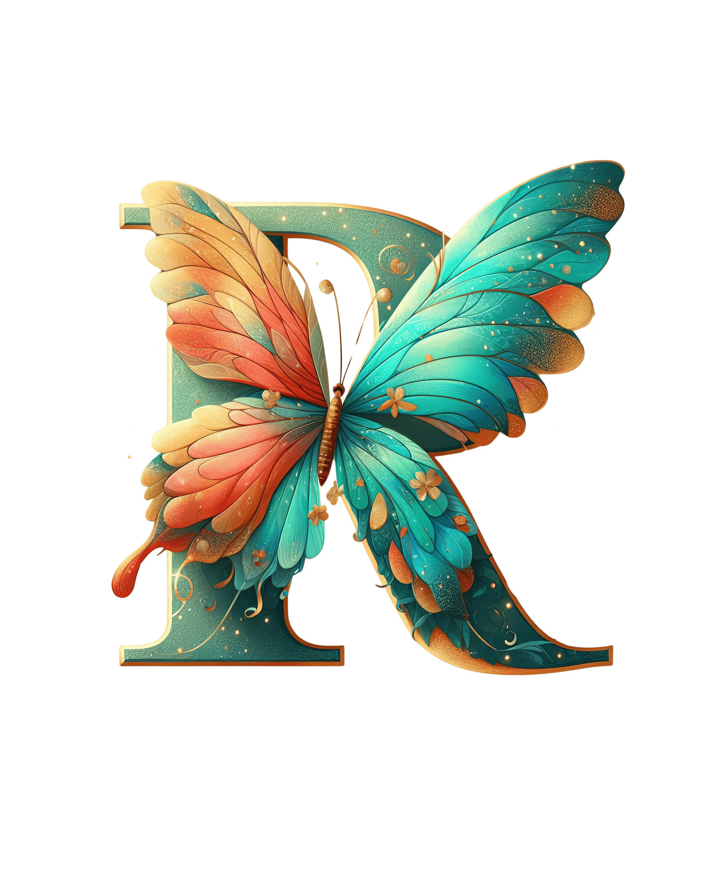 Bügelbild Buchstabe R Schmetterling Fylou's Style