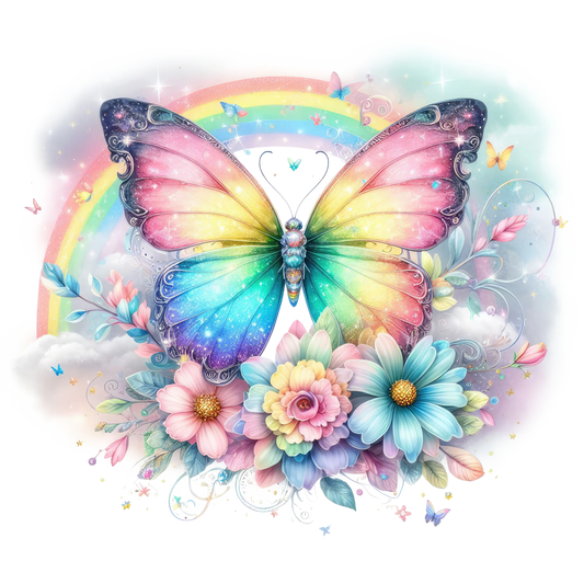 Bügelbild Glitzer Regenbogen Schmetterling #11 Fylou's Style