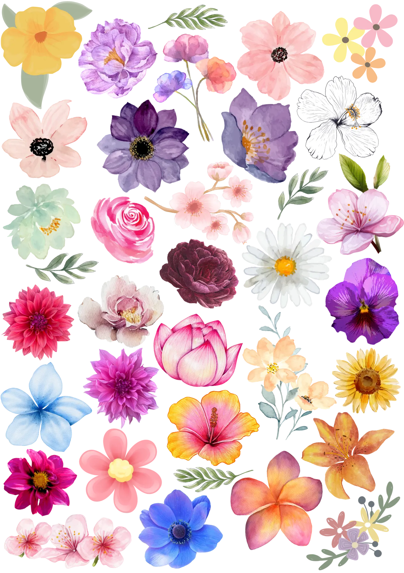 Bügelbild Bogen Blumen #1 - Fylou's Style
