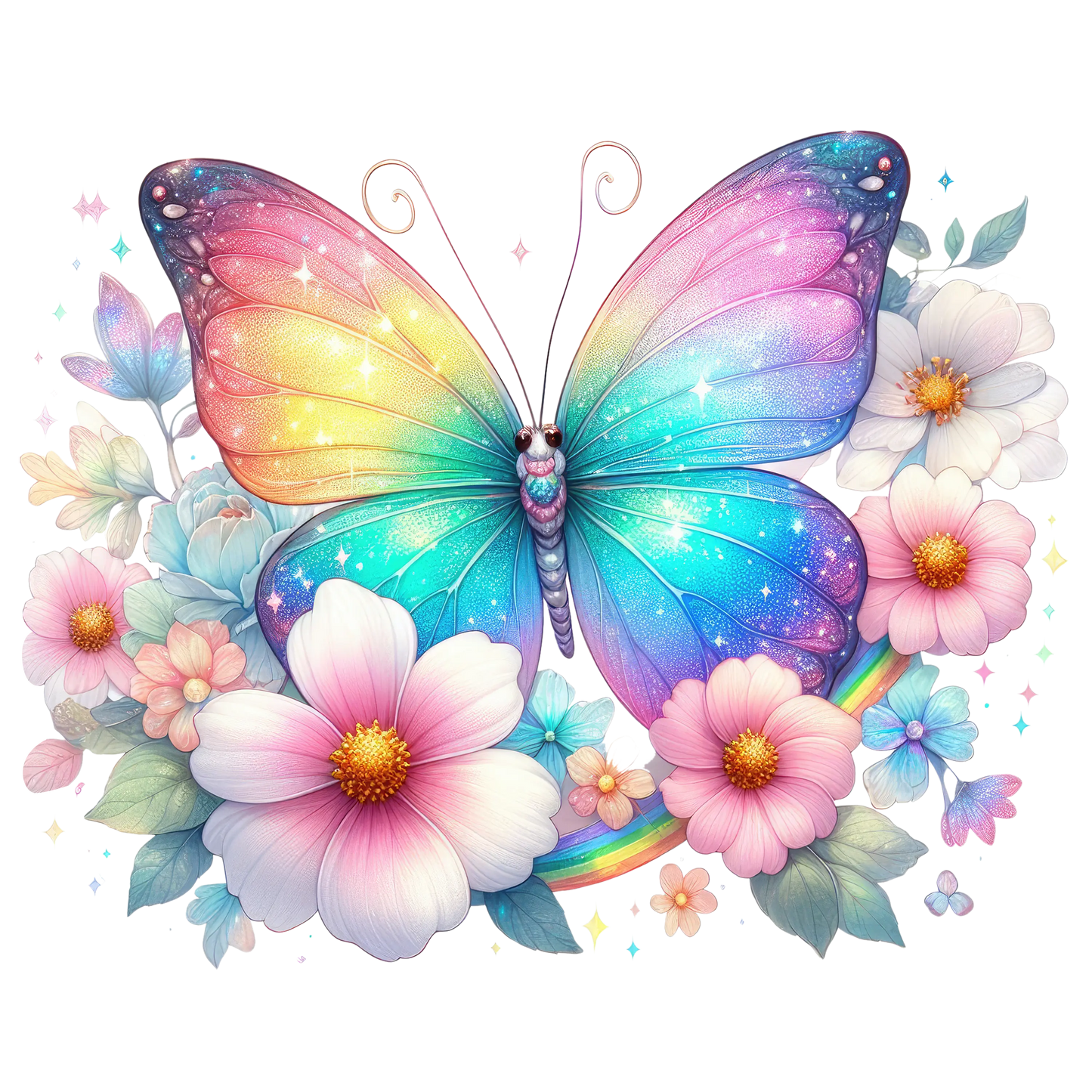 Bügelbild Glitzer Regenbogen Schmetterling #10 Fylou's Style