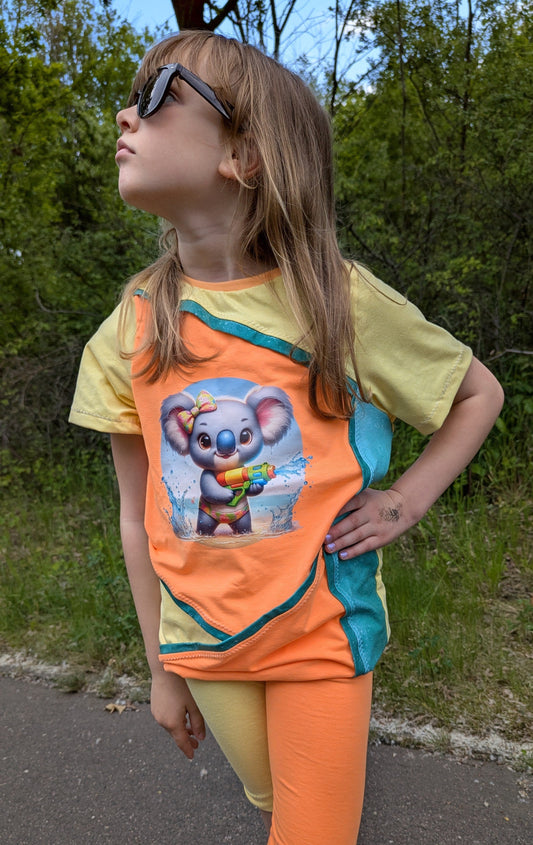 Bügelbild Koala Mädchen mit Wasserspritzpistole #1 Fylou's Style