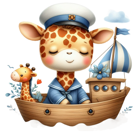 Bügelbild Giraffe mit Boot #4 Fylou's Style