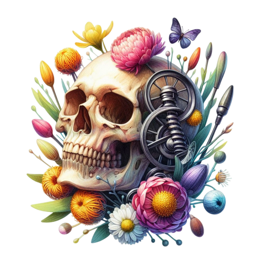 Bügelbild Flower Skull #9 Fylou's Style