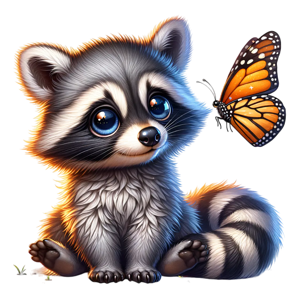 Bügelbild Waschbär mit Schmetterling #1 Fylou's Style