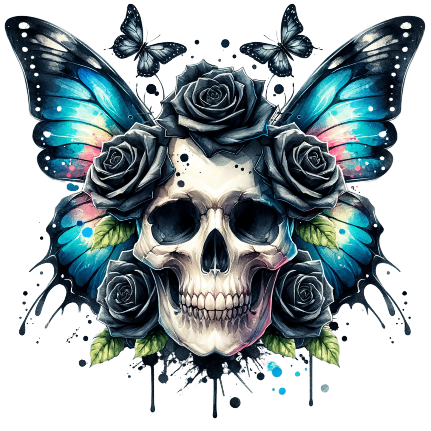 Bügelbild Gothic Butterfly Skulls #2 Fylou's Style