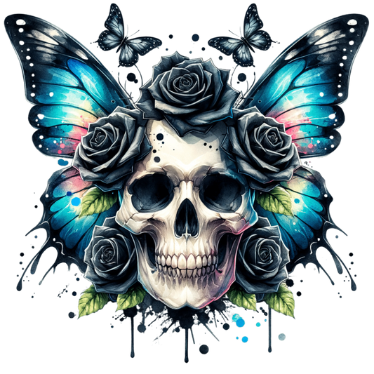 Bügelbild Gothic Butterfly Skulls #2 Fylou's Style