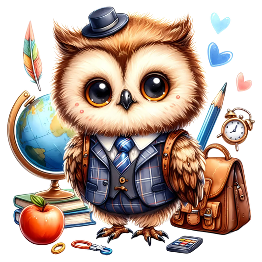 Bügelbild Eule geht zur Schule Fylou's Style