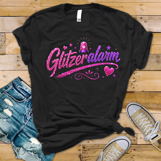 Bügelbild Glitzeralarm