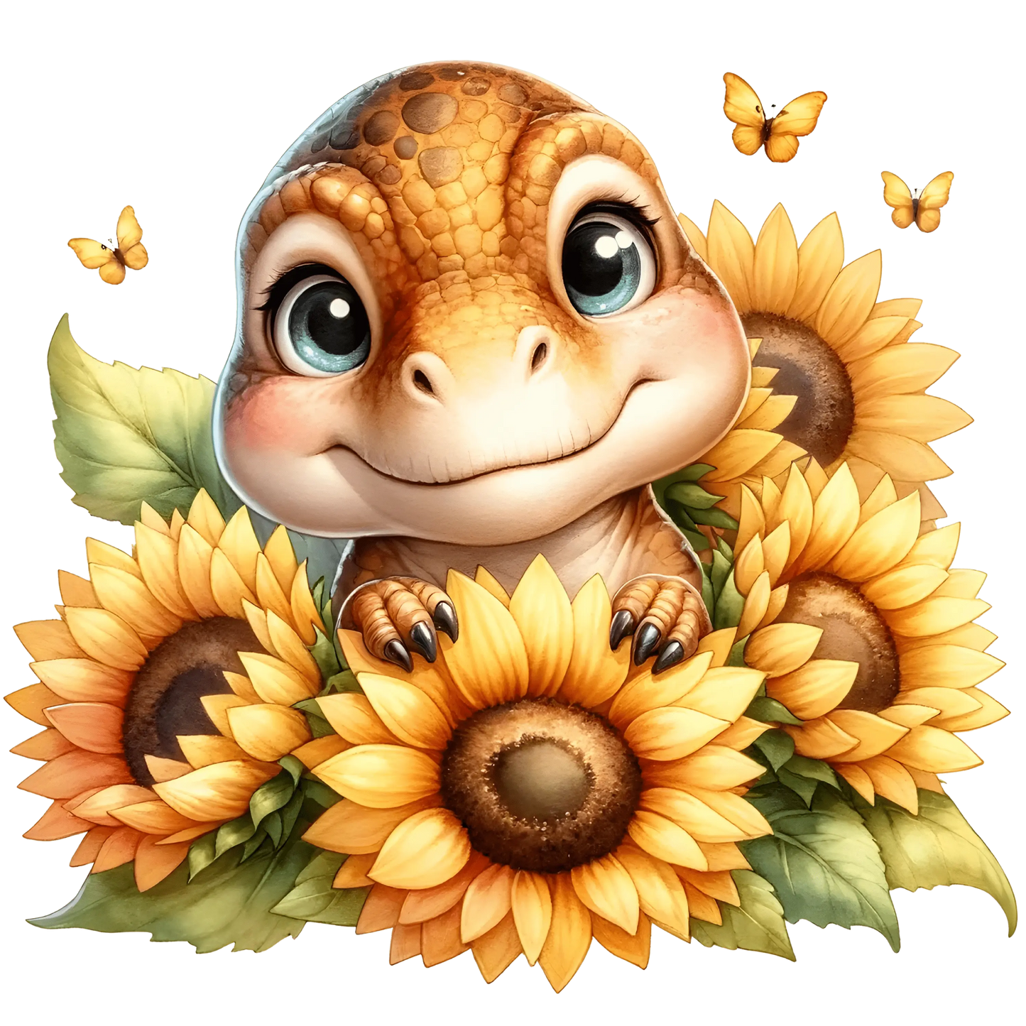 Bügelbild Sonnenblumen Dinosaurier #19 Fylou's Style