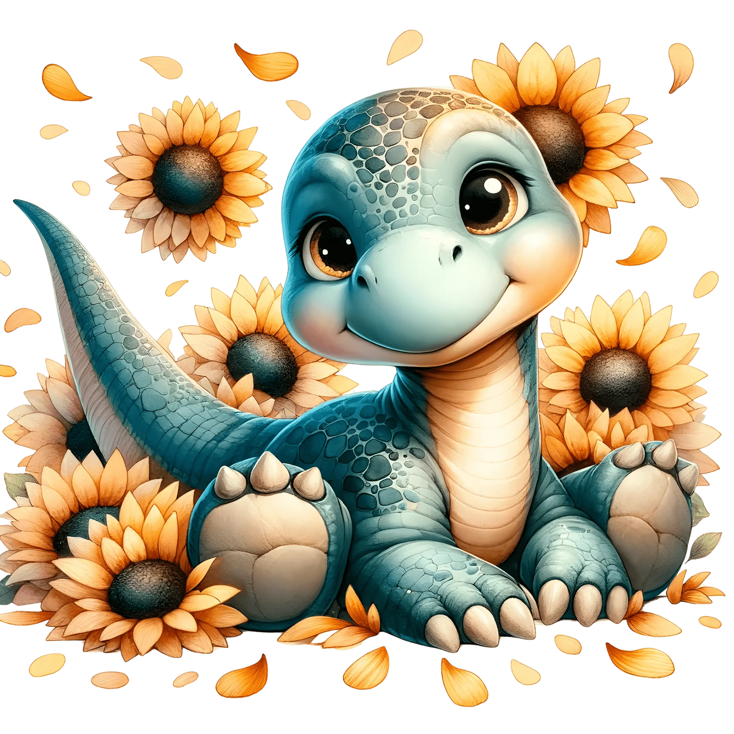 Bügelbild Sonnenblumen Dinosaurier #5 Fylou's Style