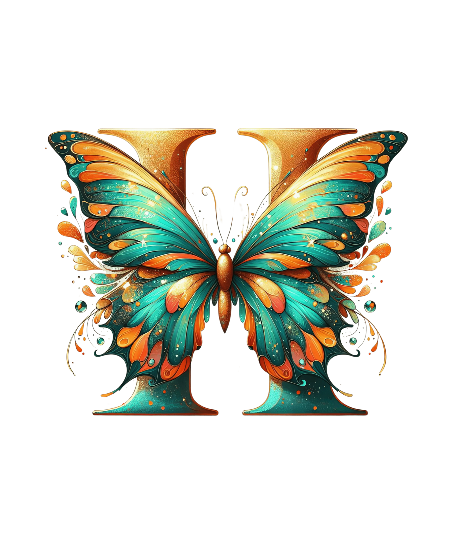 Bügelbild Buchstabe H Schmetterling Fylou's Style