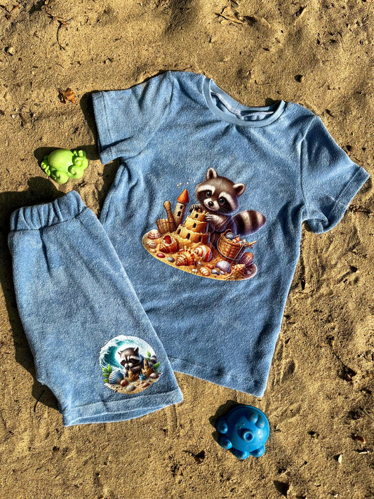 Bügelbild Waschbär baut Sandburg #4 Fylou's Style