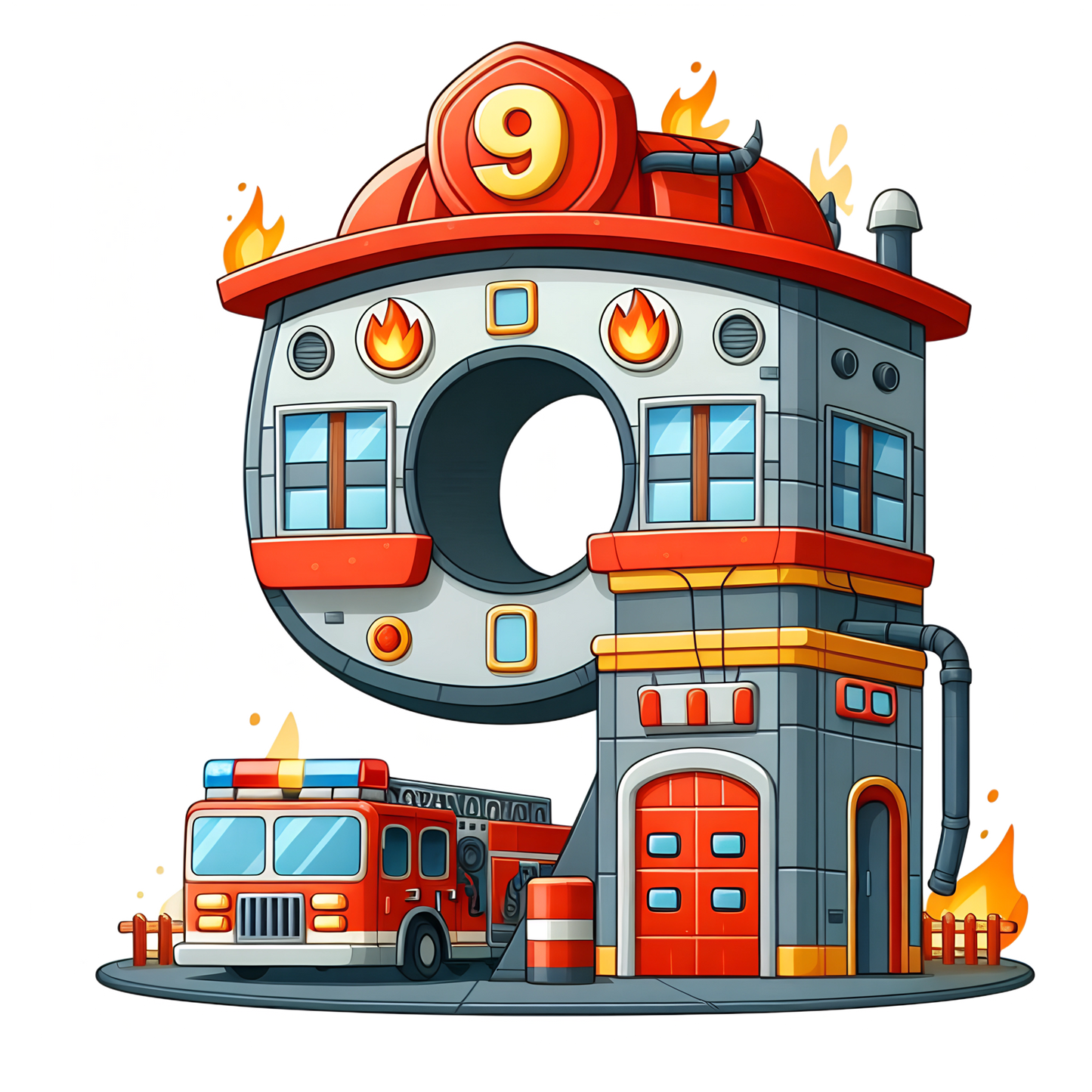 Bügelbild Feuerwehr Zahlen Fylou's Style