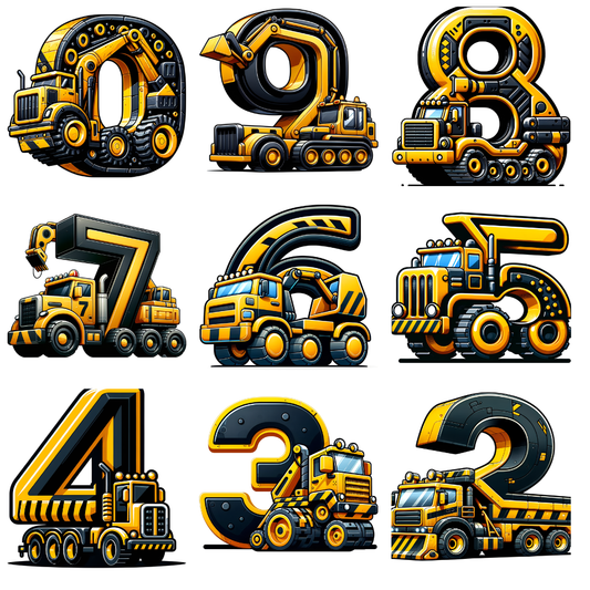 Bügelbild Baustelle Zahlen Fylou's Style