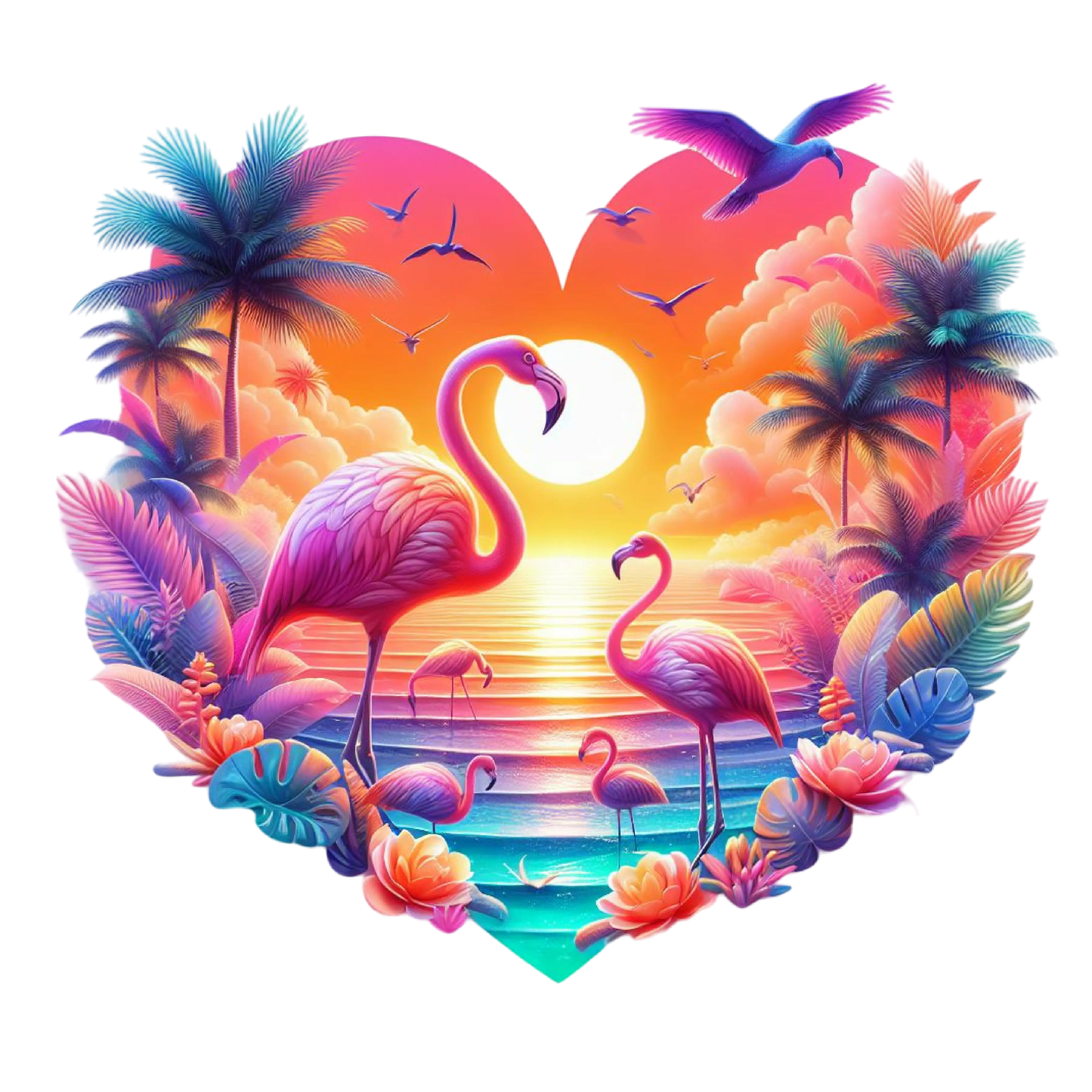 Bügelbild WaterColor Flamingo Heart #2 Fylou's Style