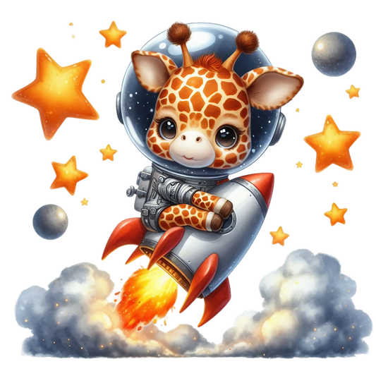 Bügelbild Giraffe mit Rakete #1 Fylou's Style