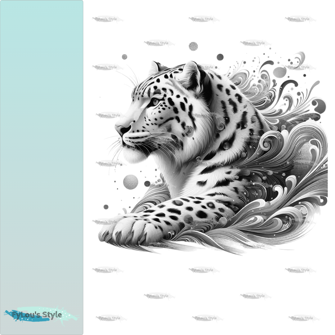 Bügelbild Abstrakt Tiger schwarz weiß Fylou's Style