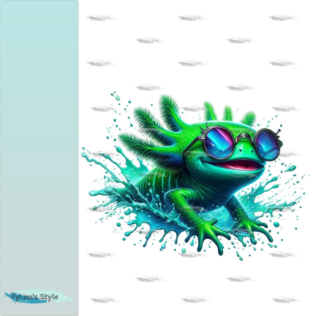 Bügelbild Axolotl mit Sonnenbrille Splash #2 Fylou's Style
