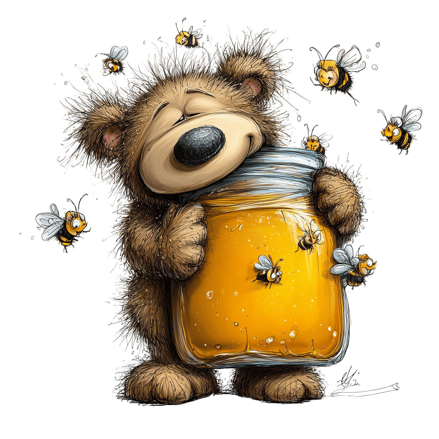 Bügelbild Bär und Biene #16