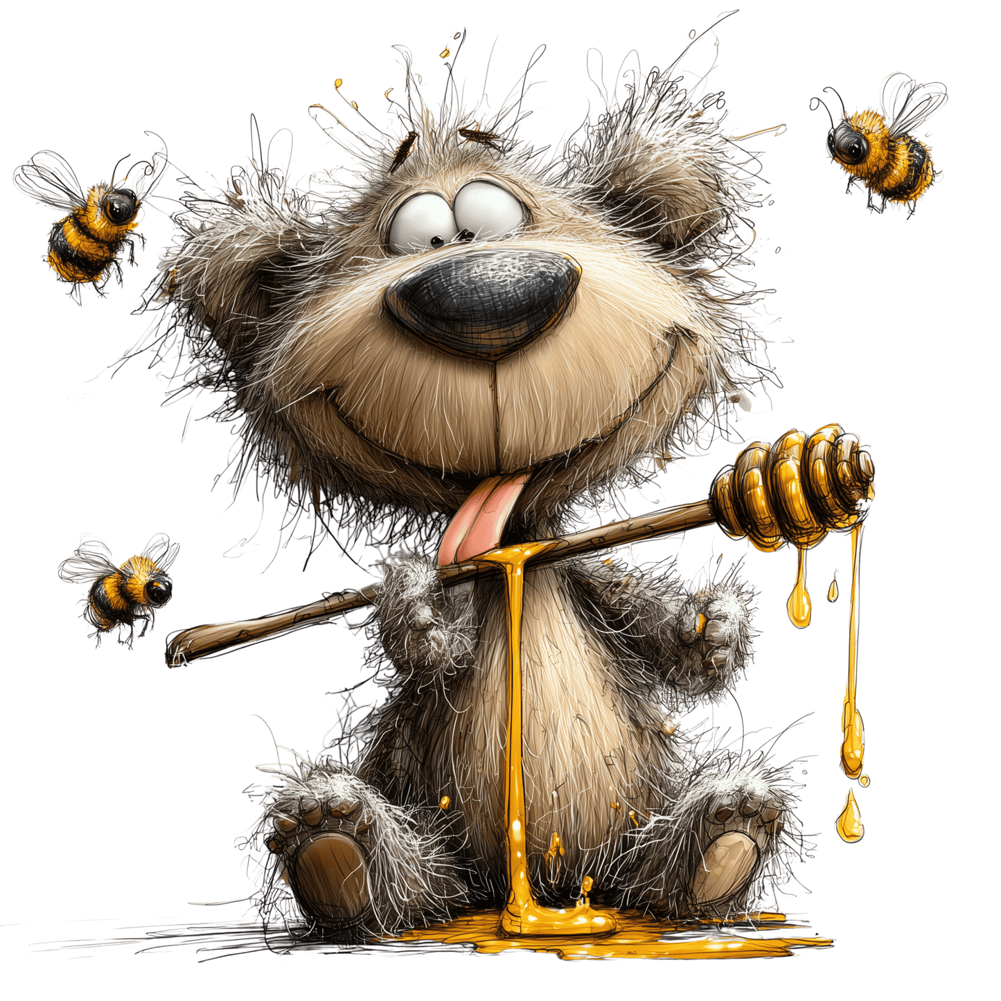 Bügelbild Bär und Biene #2