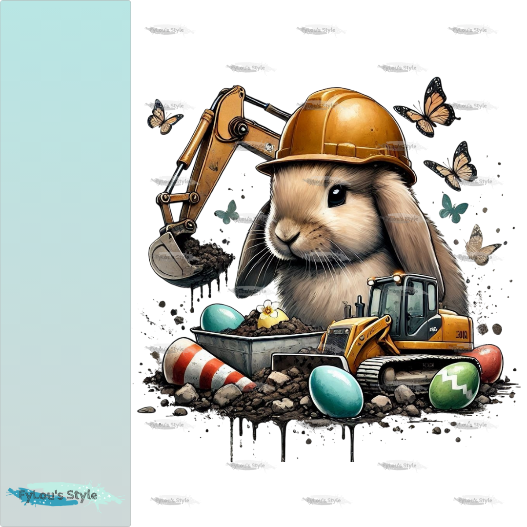 Bügelbild Bagger Hase #1 Fylou's Style