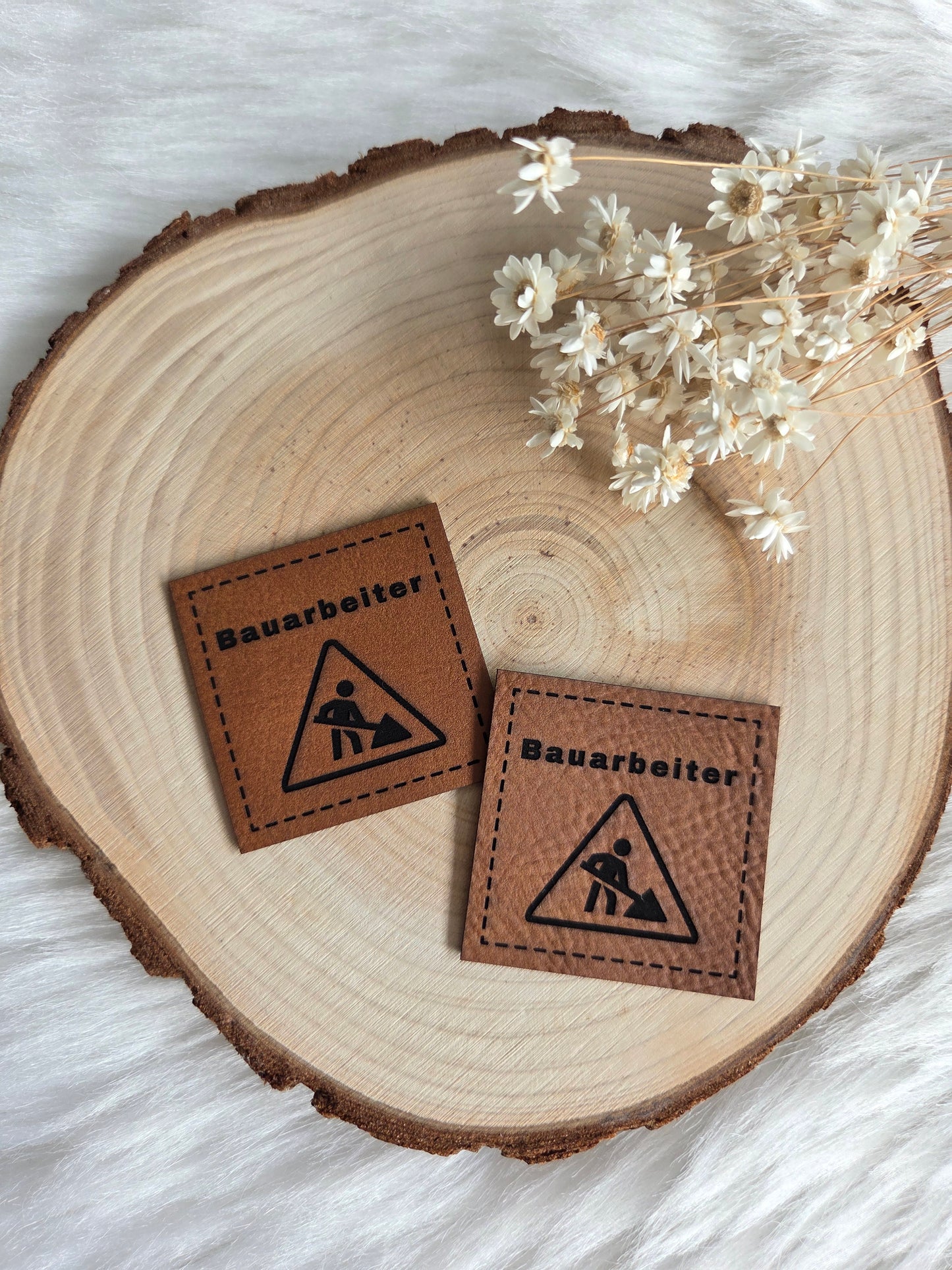 Kunstleder Label Bauarbeiter