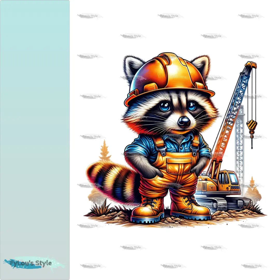 Bügelbild Bauarbeiter Waschbär #3 - Fylou's Style