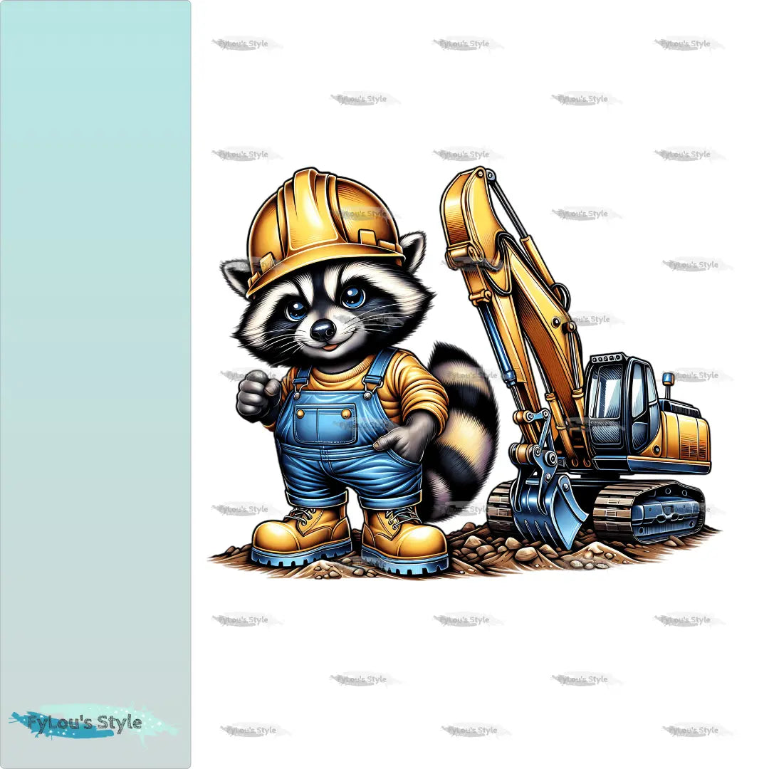 Bügelbild Bauarbeiter Waschbär #4 - Fylou's Style