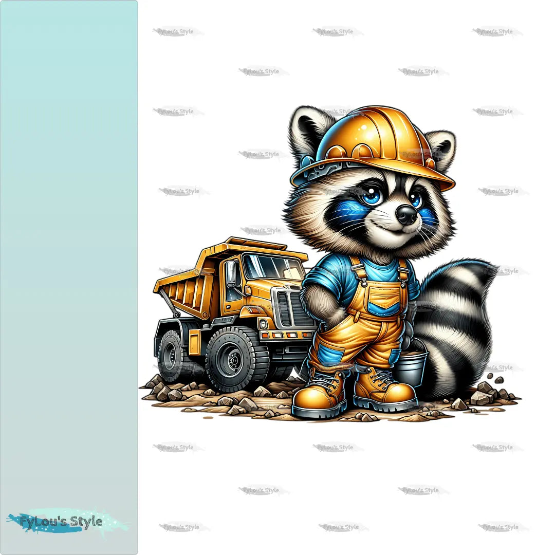 Bügelbild Bauarbeiter Waschbär #5 - Fylou's Style