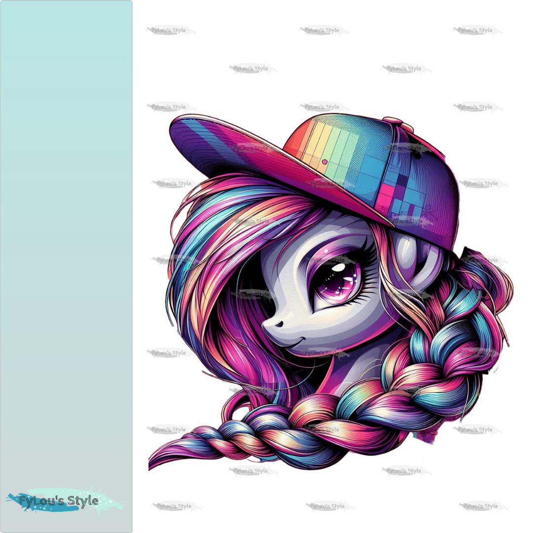 Bügelbild Bezauberndes Einhorn mit Cap Fylou's Style
