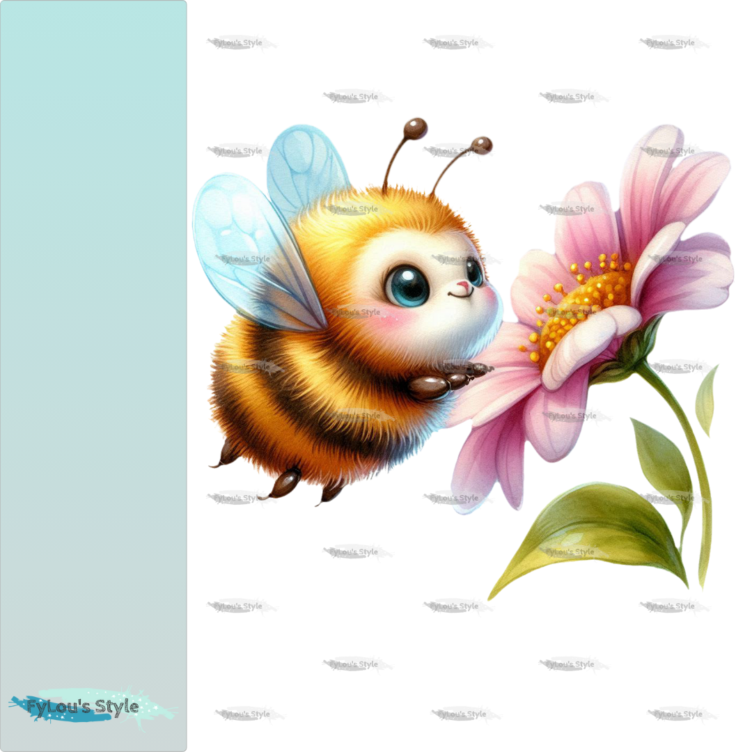 Bügelbild Biene mit Blume Fylou's Style