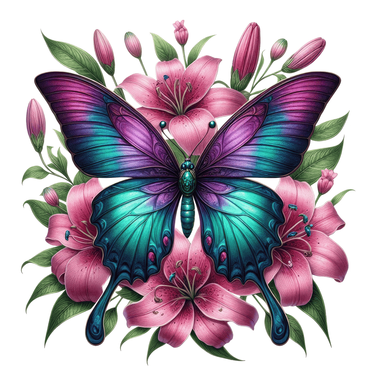 Bügelbild Blumen Schmetterling #20 Fylou's Style