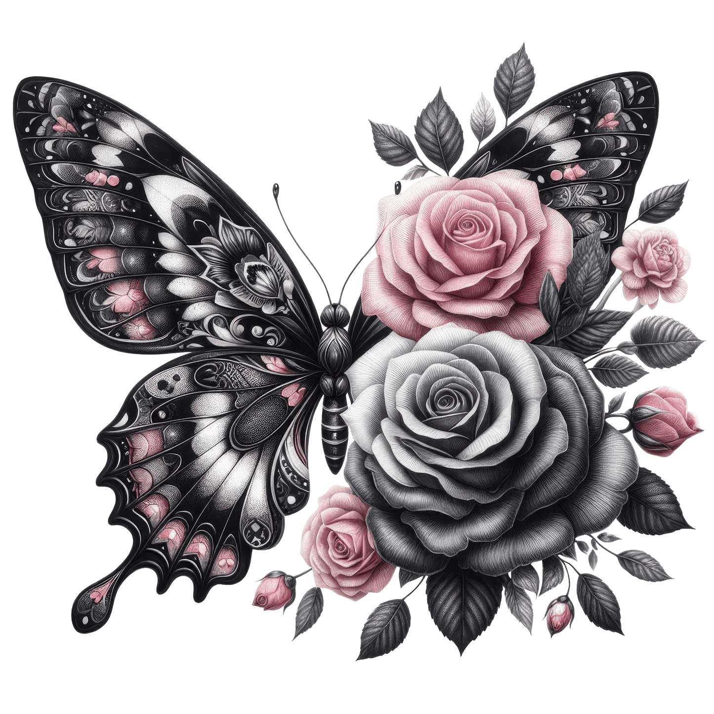 Bügelbild Blumen Schmetterling #4 Fylou's Style