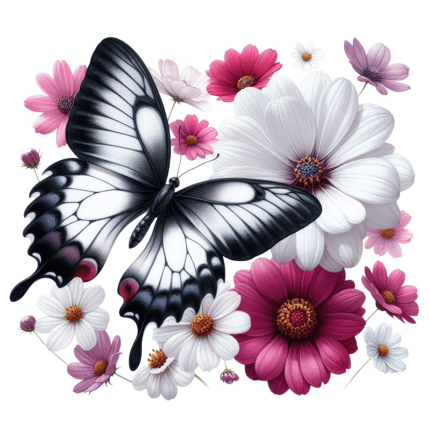 Bügelbild Blumen Schmetterling #8 Fylou's Style