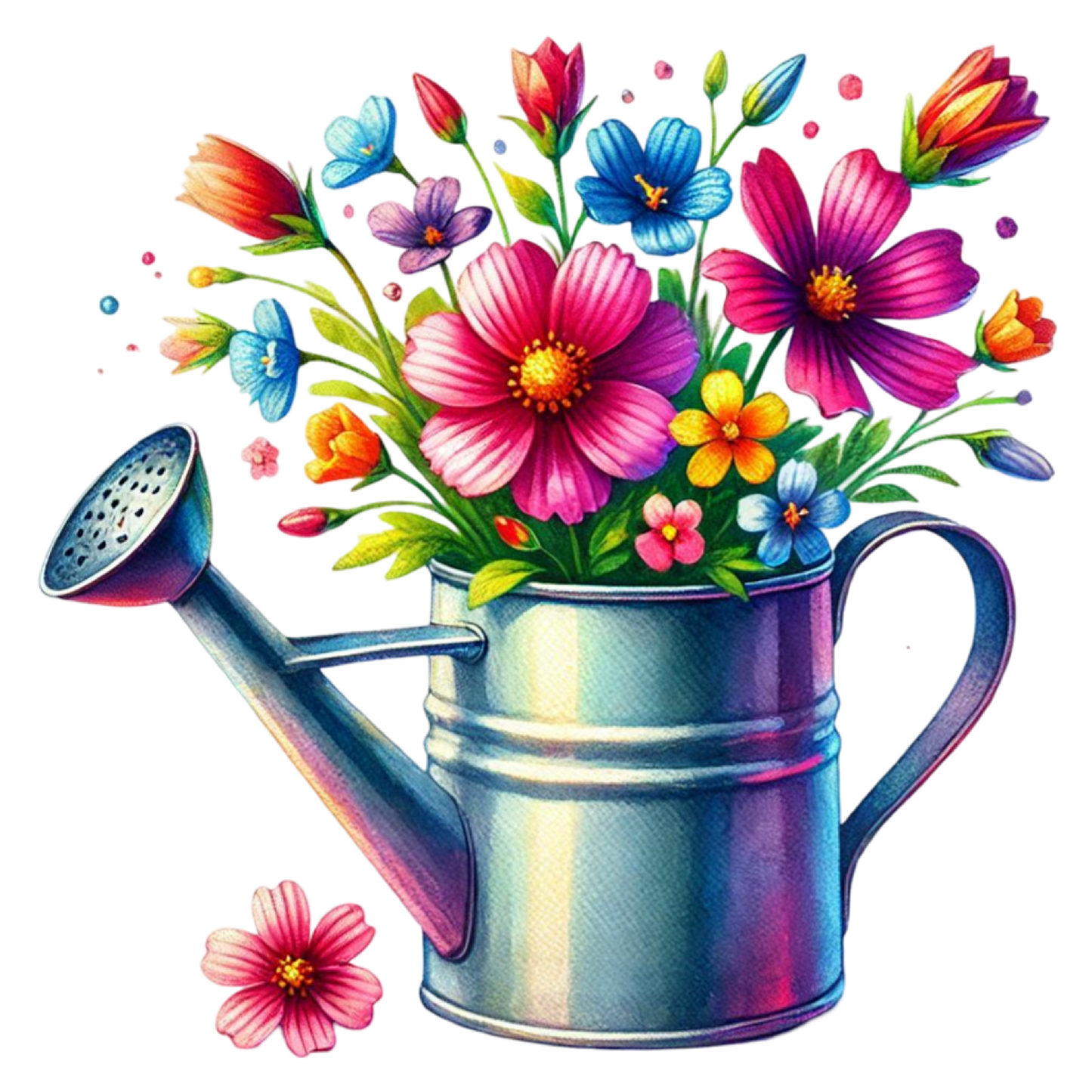 Bügelbild Blumen in Gießkanne #3 Fylou's Style