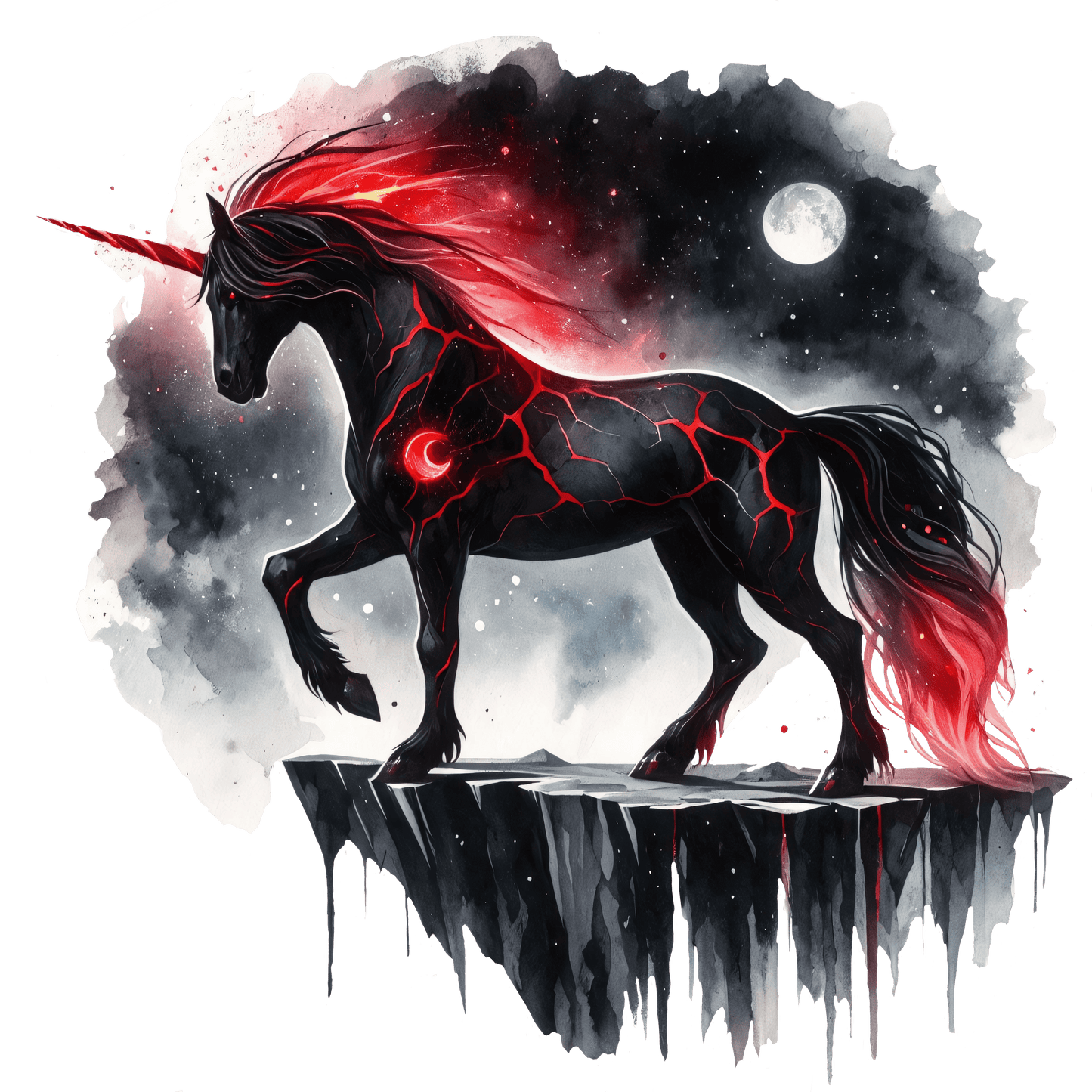 Bügelbild Blutmond Einhorn #1