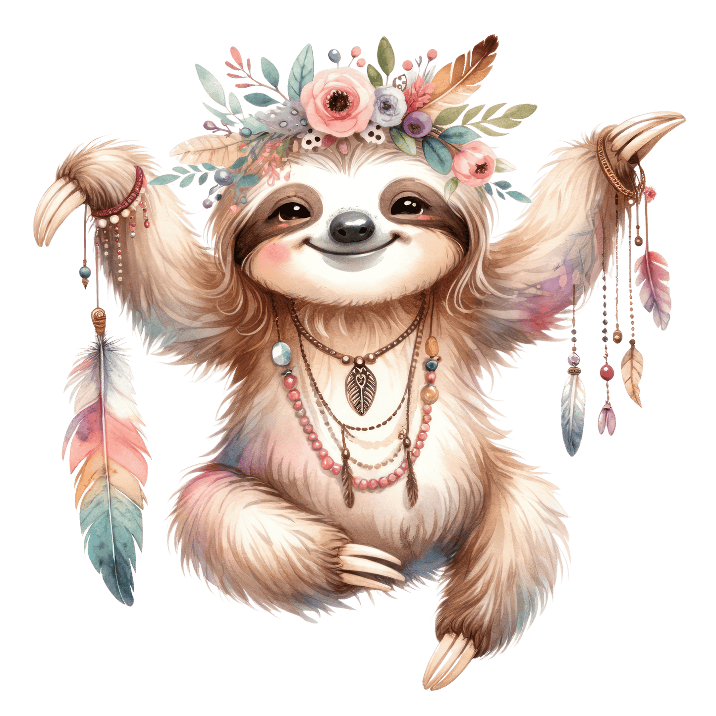 Bügelbild süßes Boho Faultier Fylou's Style