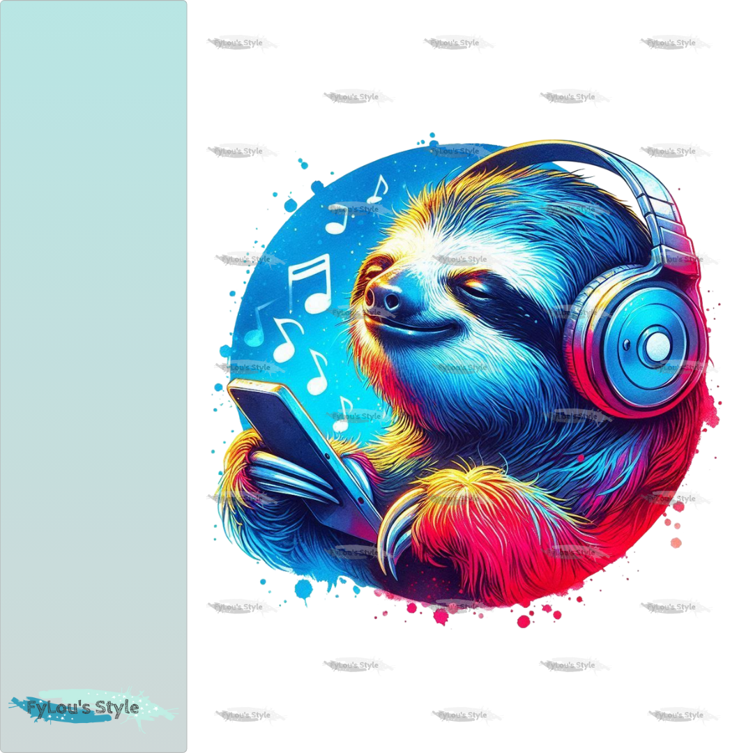 Bügelbild Colorful Musik Faultier #1 Fylou's Style