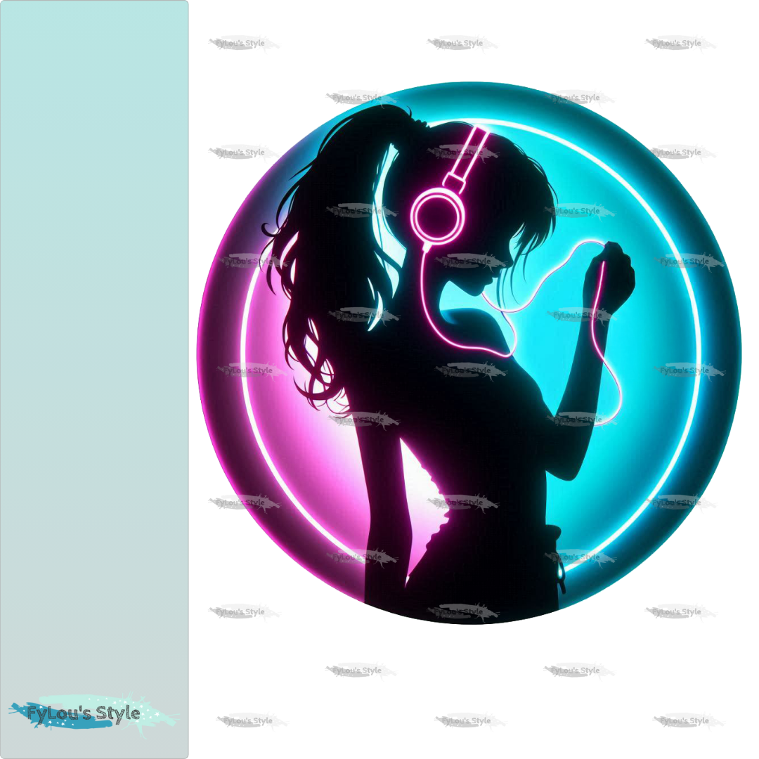 Bügelbild Colorful Musik Girl Silhouette Fylou's Style