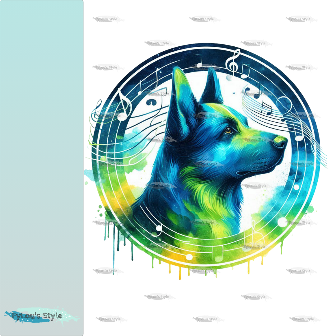 Bügelbild Colorful Musik Hund #4 Fylou's Style