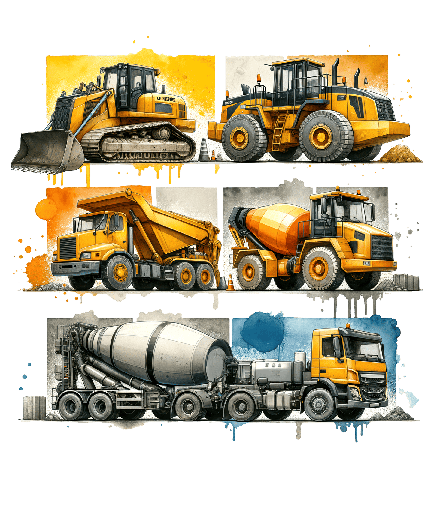 Bügelbild Streifen Motivwelt "Baufahrzeuge"