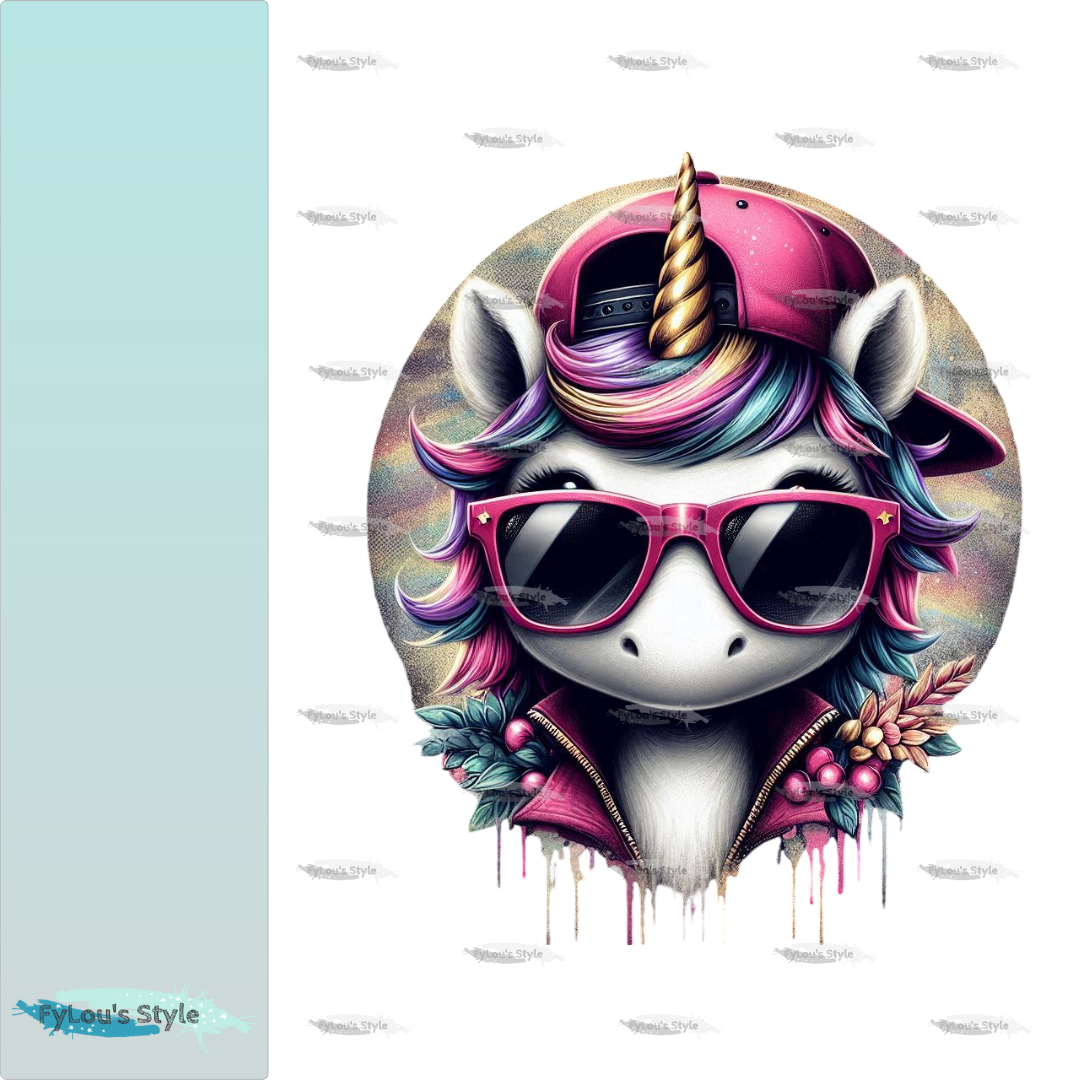 Bügelbild Cool Girl Einhorn Fylou's Style