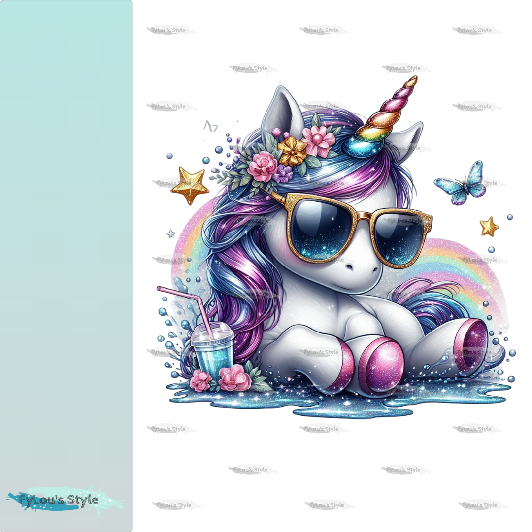 Bügelbild Cool Glitzer Einhorn #1 Fylou's Style